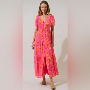 Sugarlips Vibrant Pink and Orange Maxi Dress